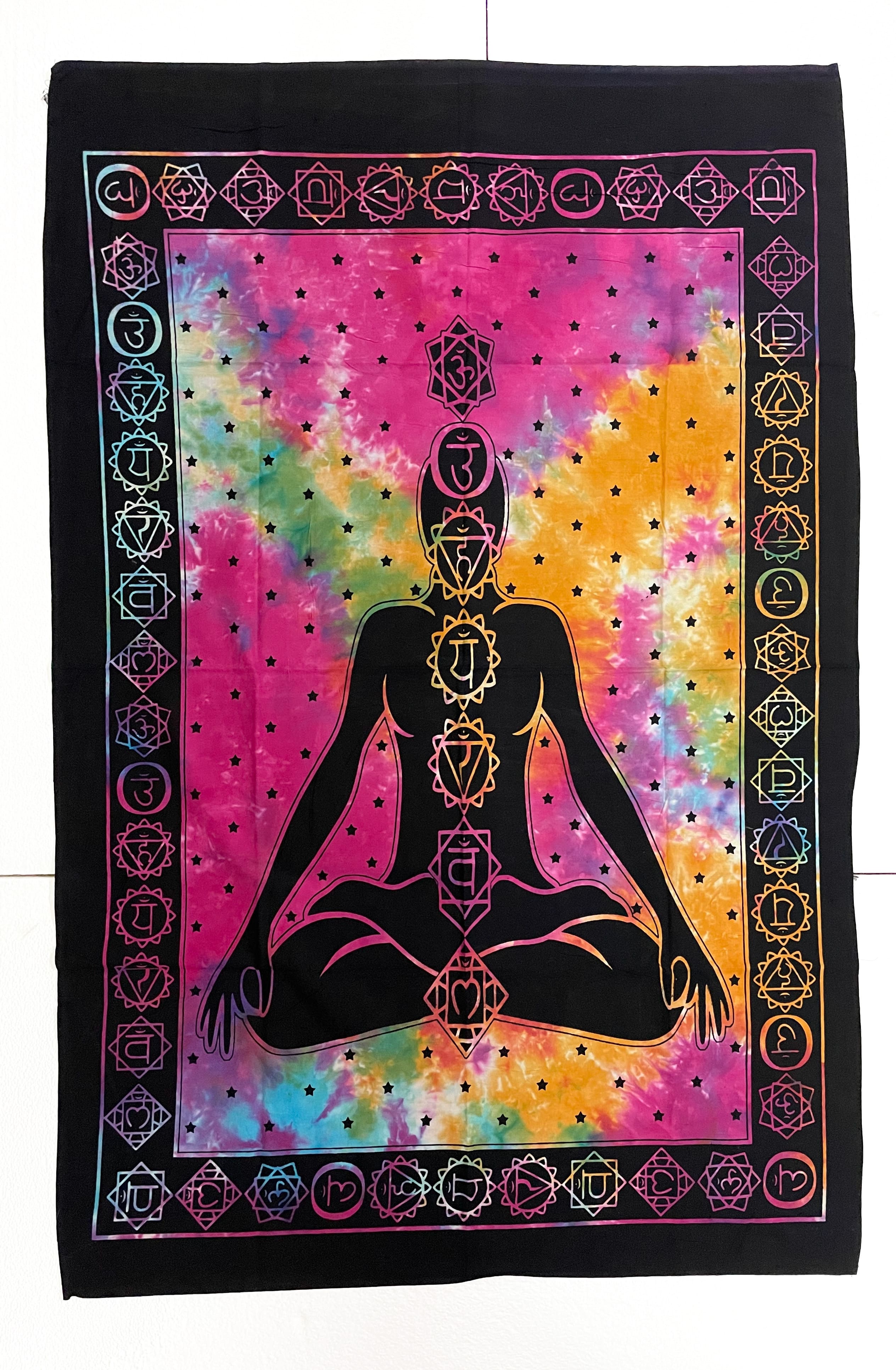 Tie-Dye Chakra Wall Hanging – Yoga & Meditation Decor