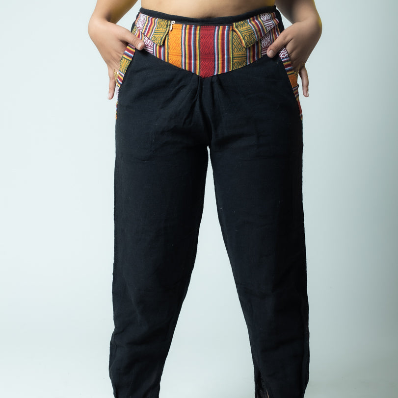 Boho Bhutani‑Trim Cotton Harem Pants
