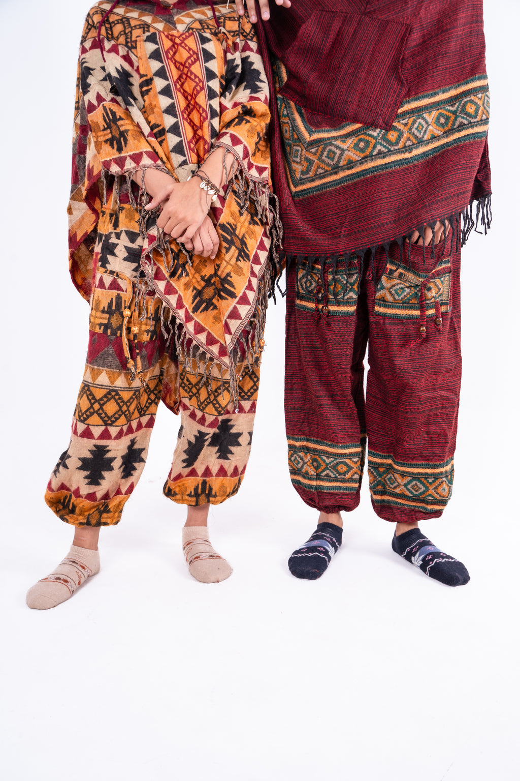 Travel Duo Ikat Poncho and Kullu Maroon Poncho Dress