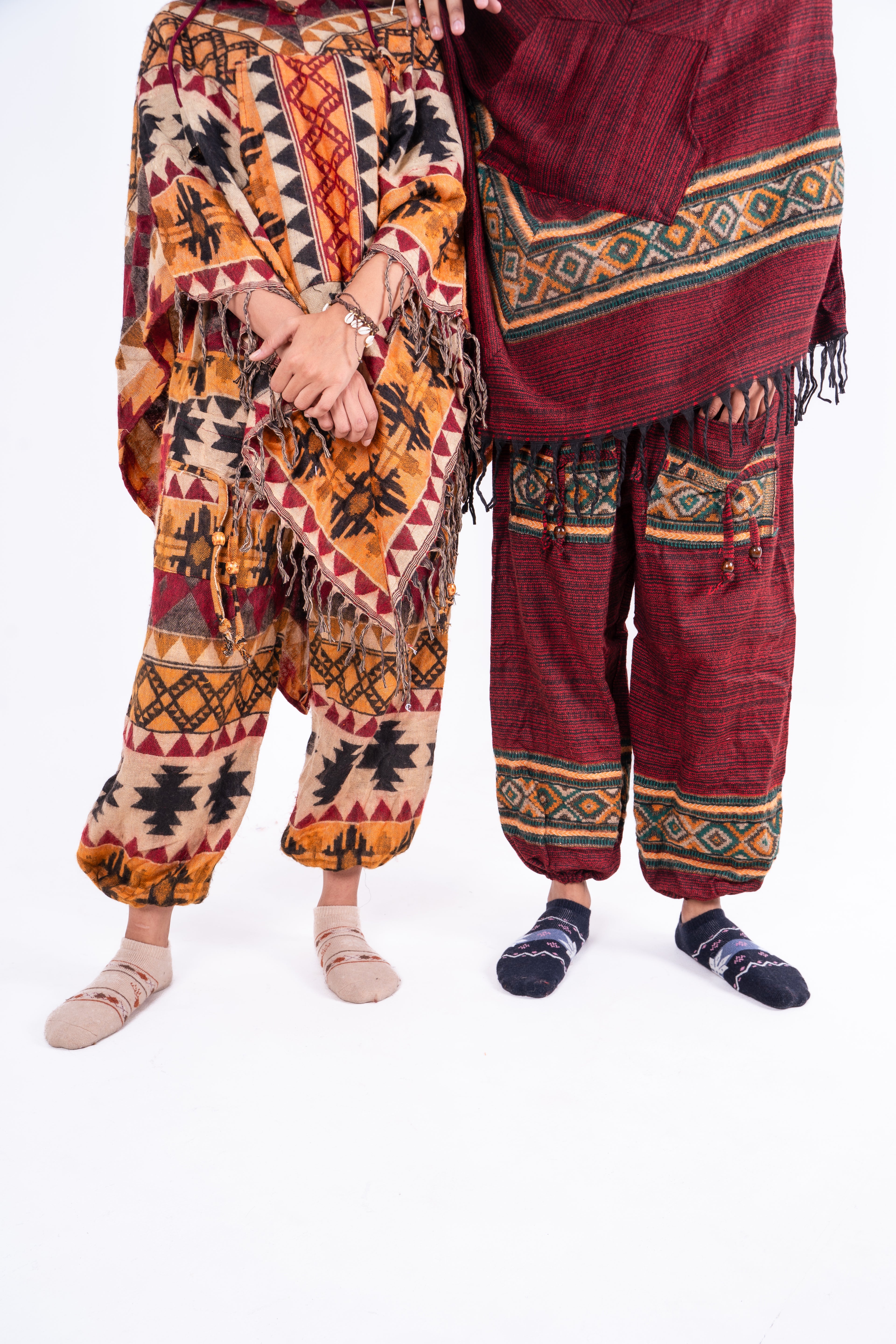 Travel Duo Ikat Poncho and Kullu Maroon Poncho Dress