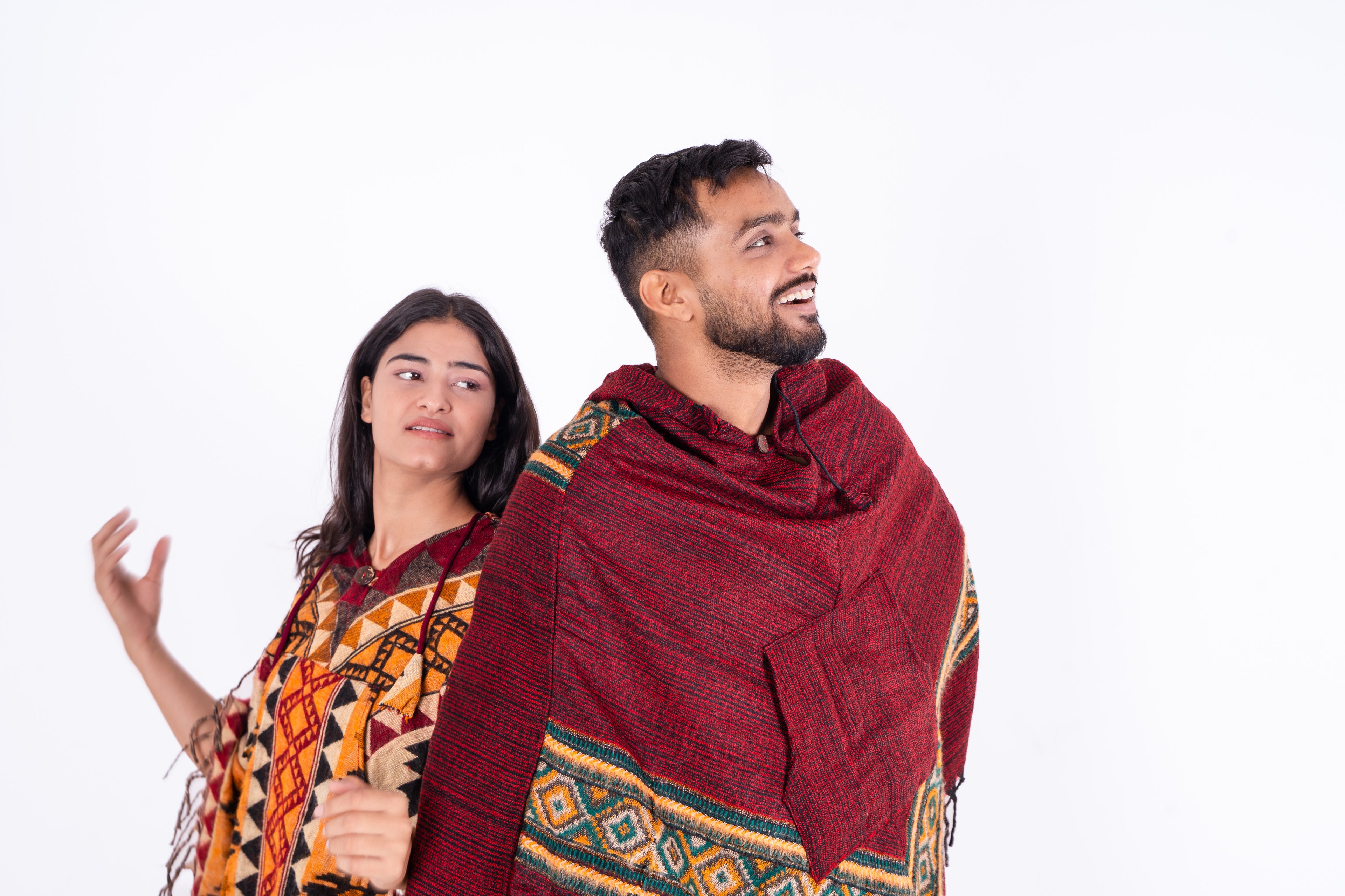 Travel Duo Ikat Poncho and Kullu Maroon Poncho Dress