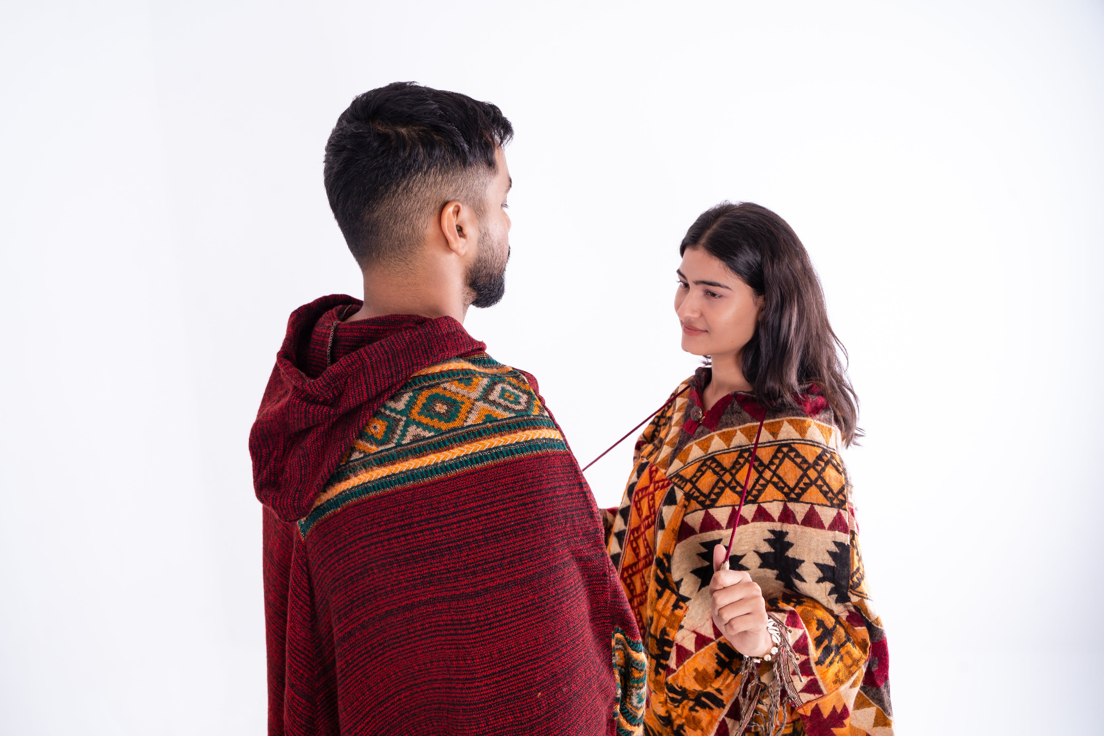 Travel Duo Ikat Poncho and Kullu Maroon Poncho Dress