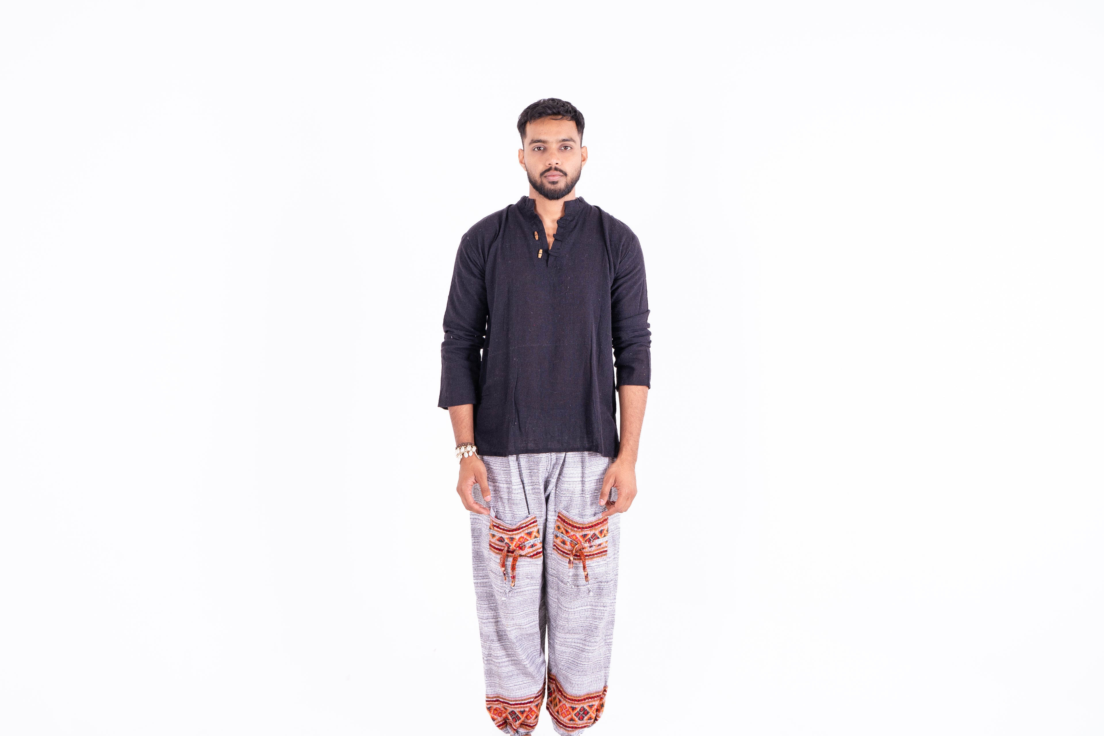 Men’s Off-White Cotton Kurta | Ethnic Casual Wear | Yoga & Meditation Outfit