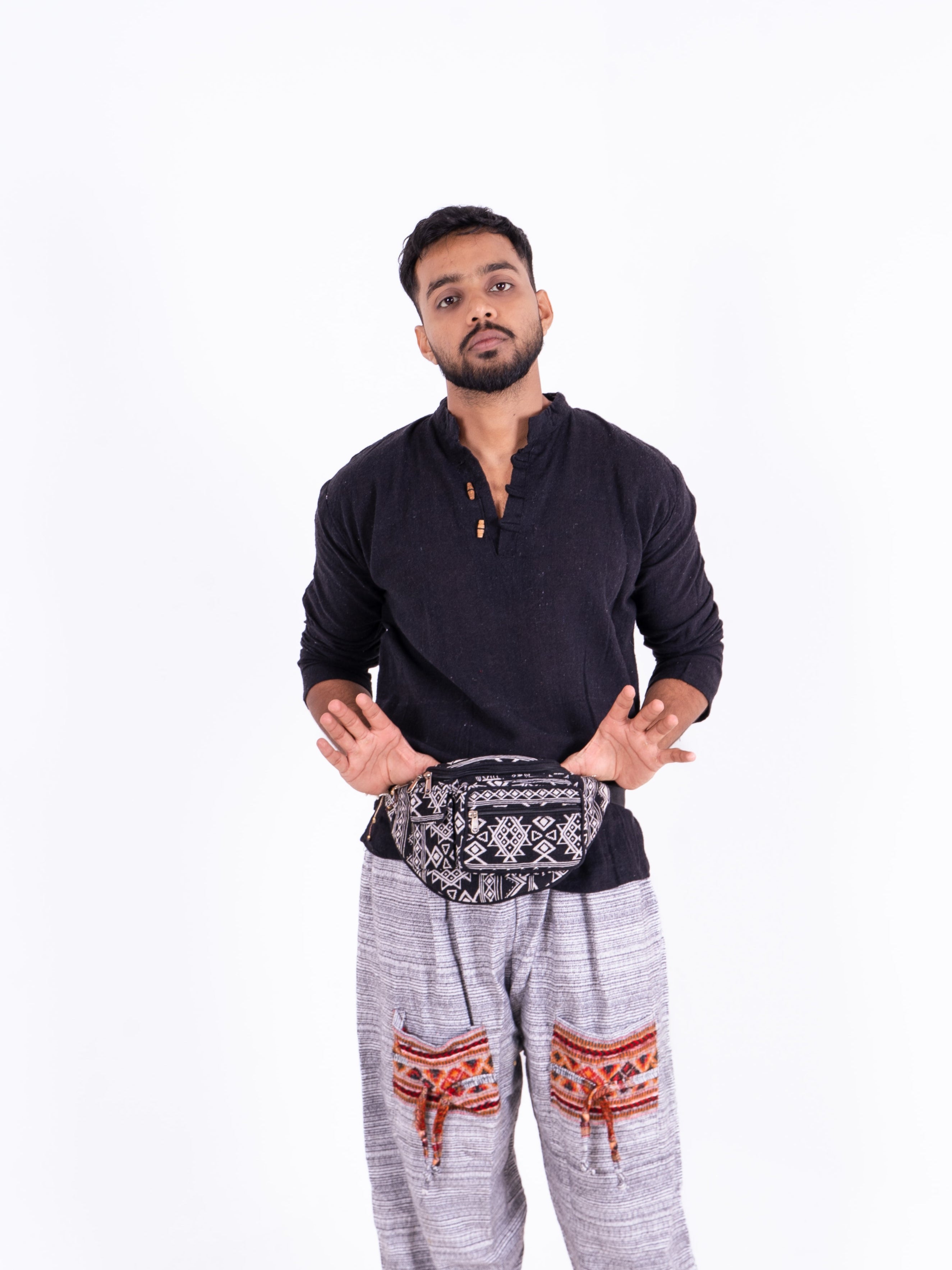 Classic Black Cotton Kurta