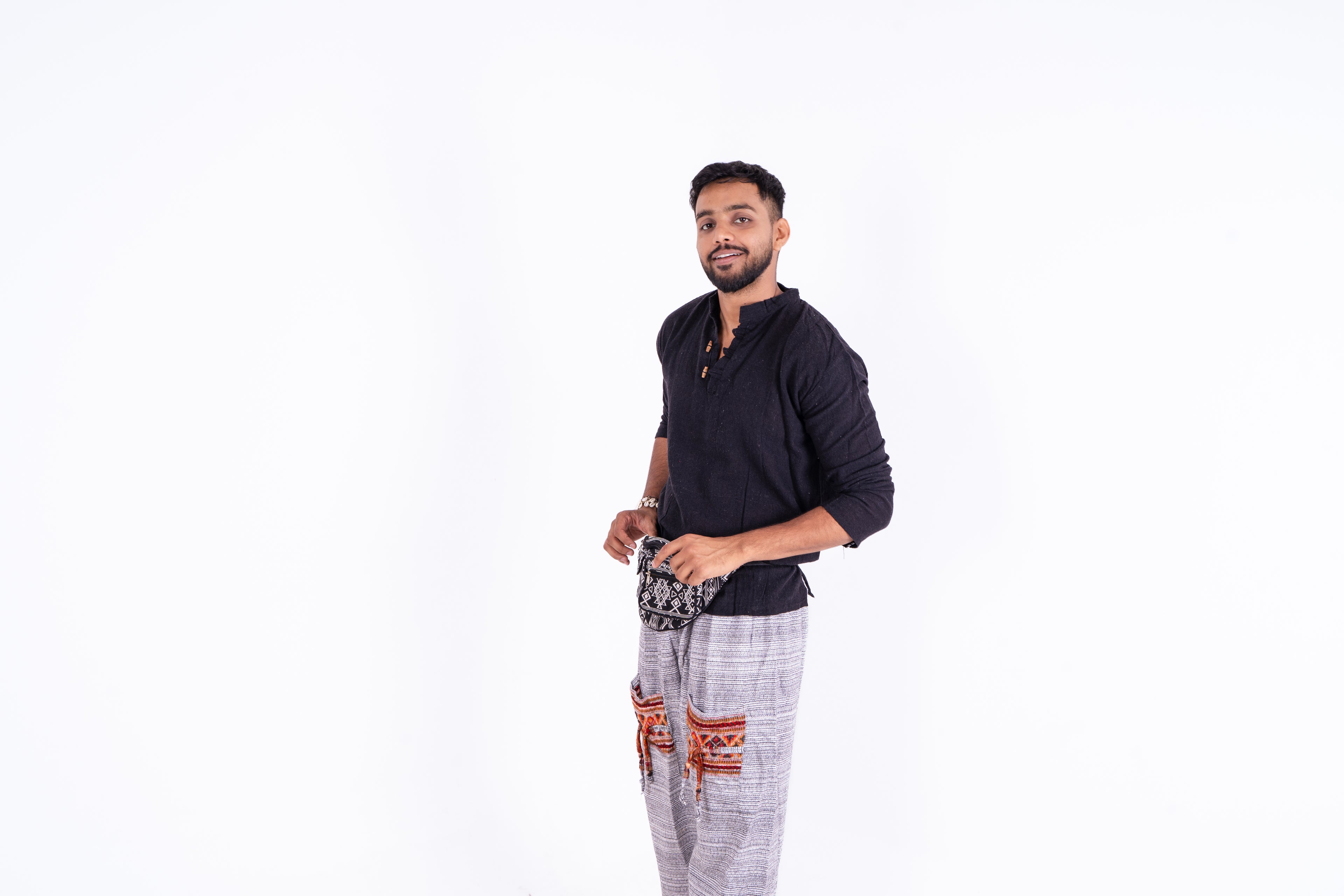 Men’s Off-White Cotton Kurta | Ethnic Casual Wear | Yoga & Meditation Outfit