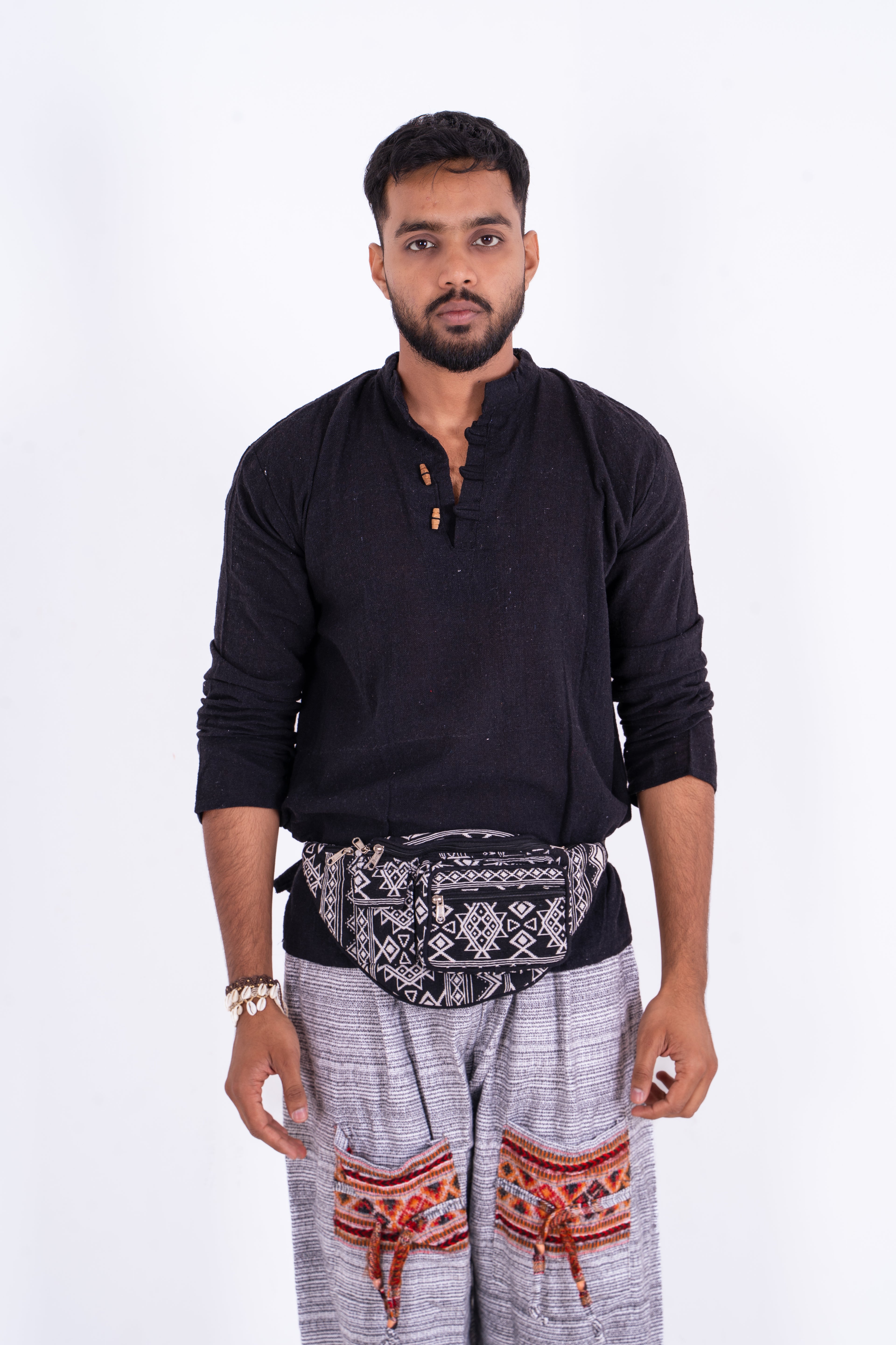 Classic Black Cotton Kurta