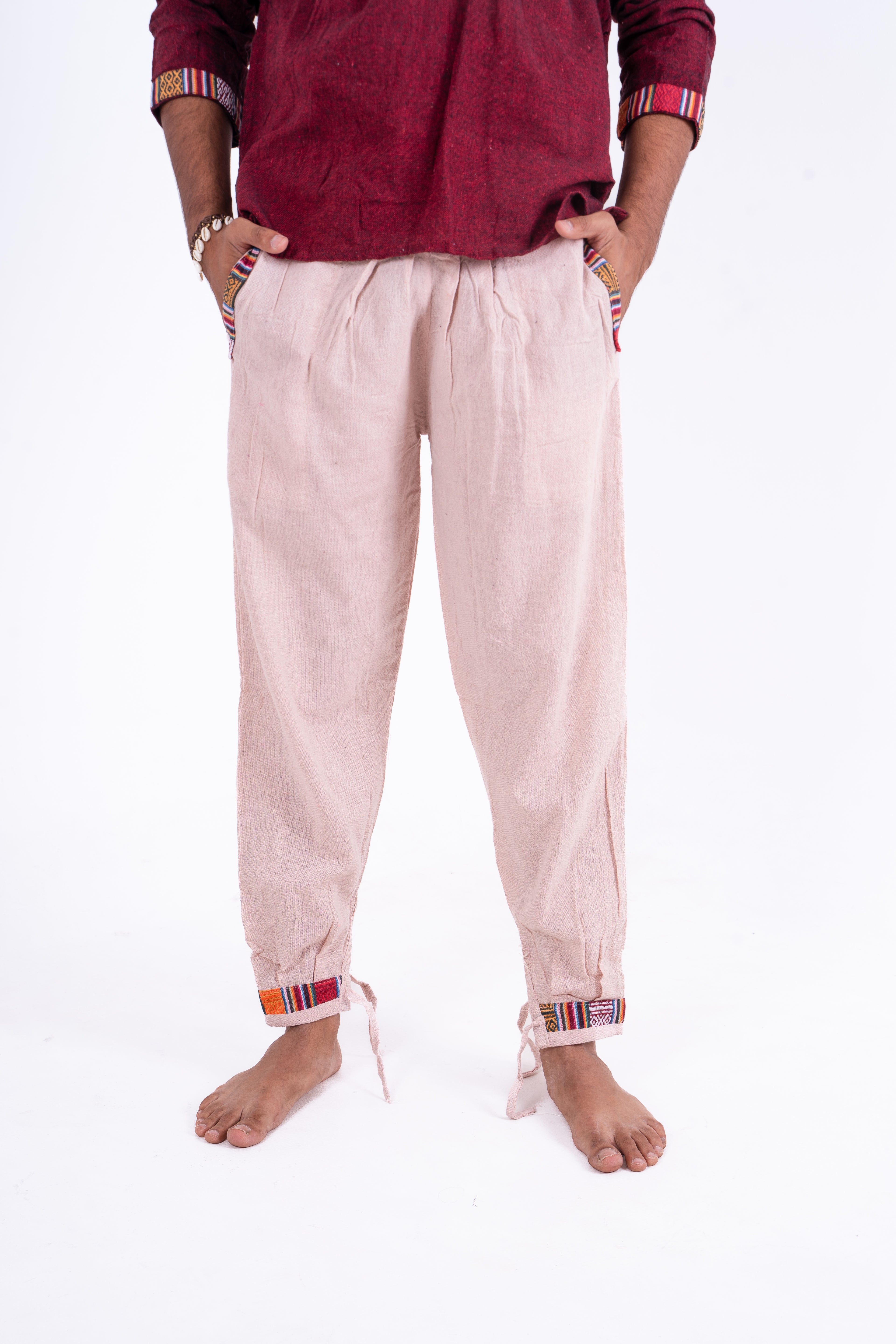 Maroon Bhutani Kurta Paired with White Cotton Pants