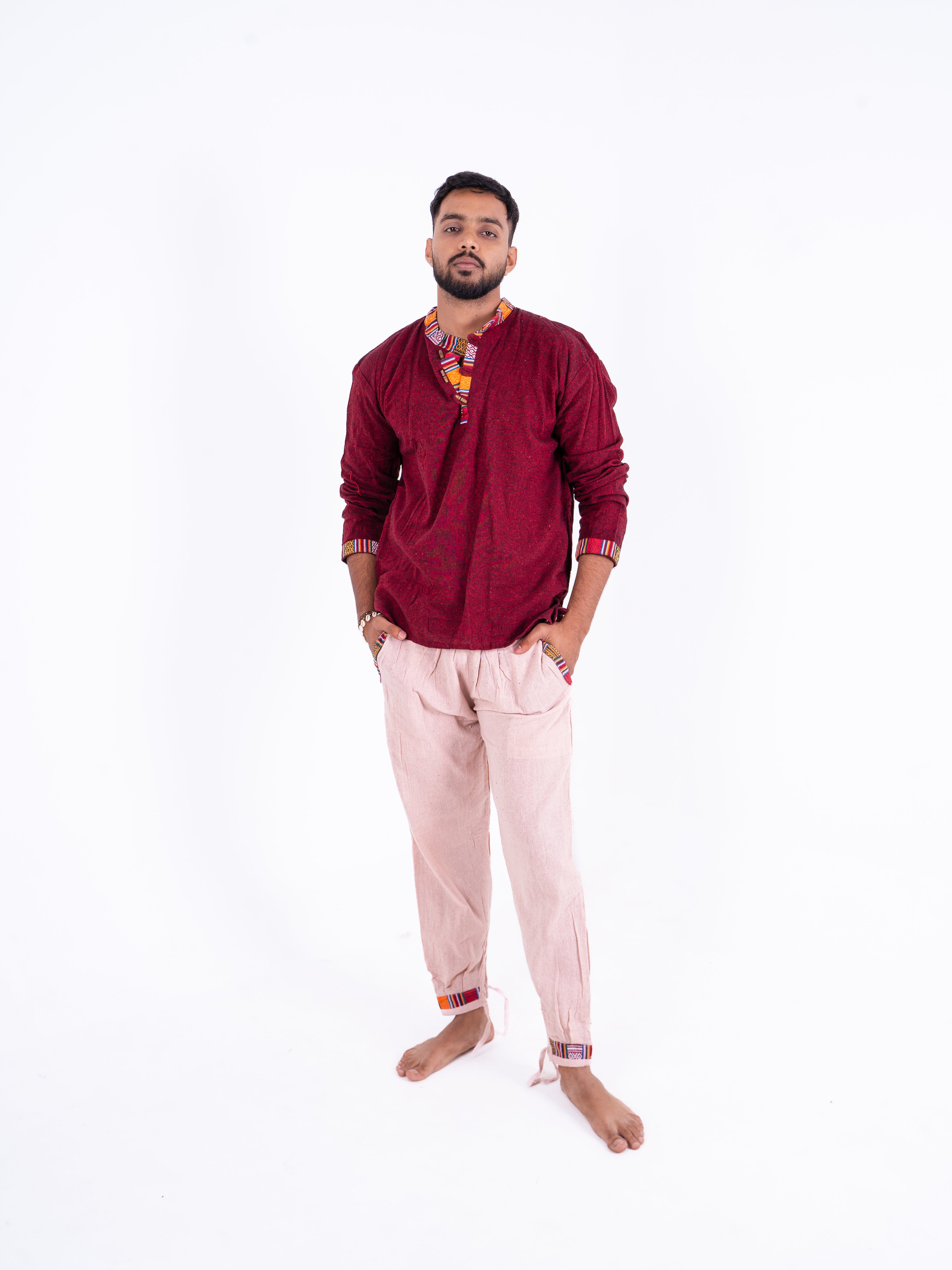 Maroon Bhutani Cotton Kurta with Matching Pants | Comfortable Ethnic Wear