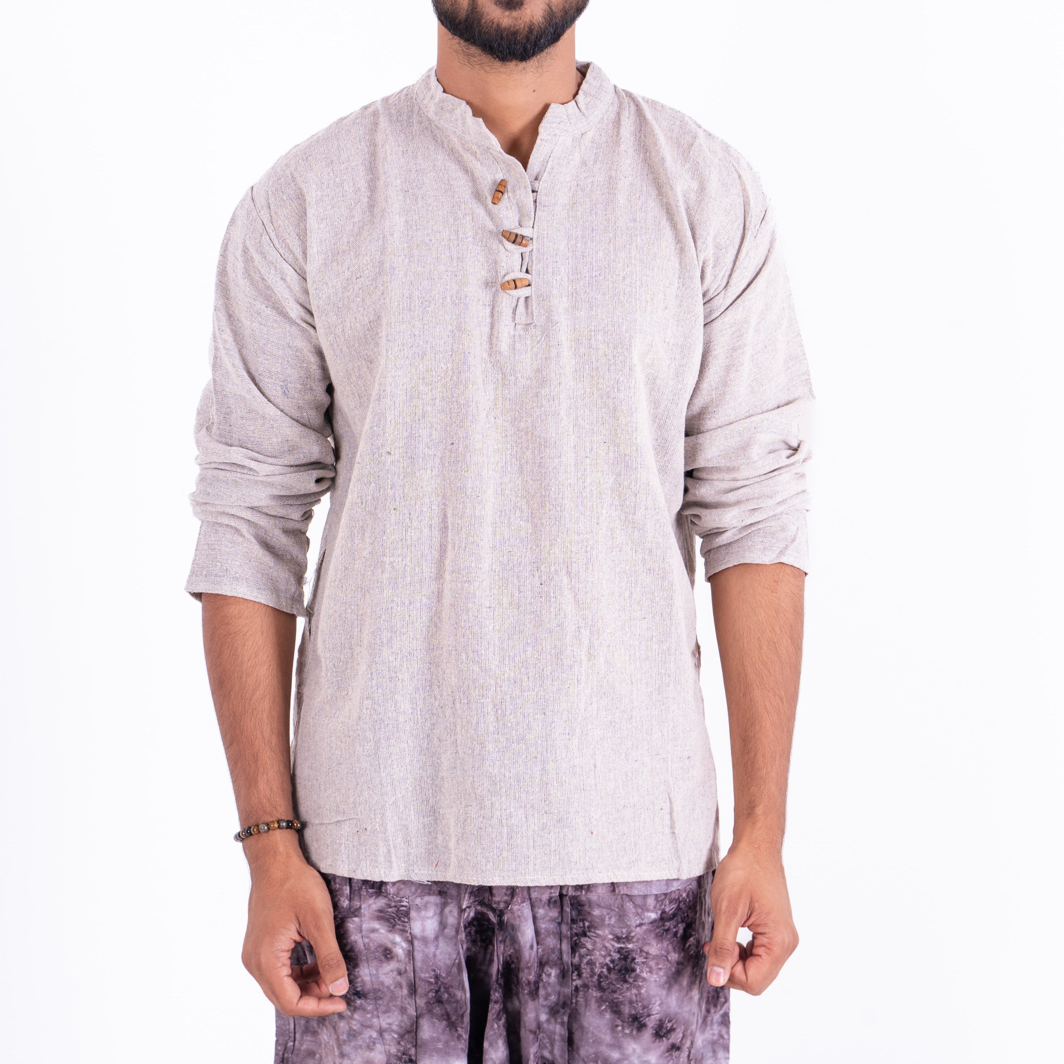 Men’s Off-White Cotton Kurta | Ethnic Casual Wear | Yoga & Meditation Outfit
