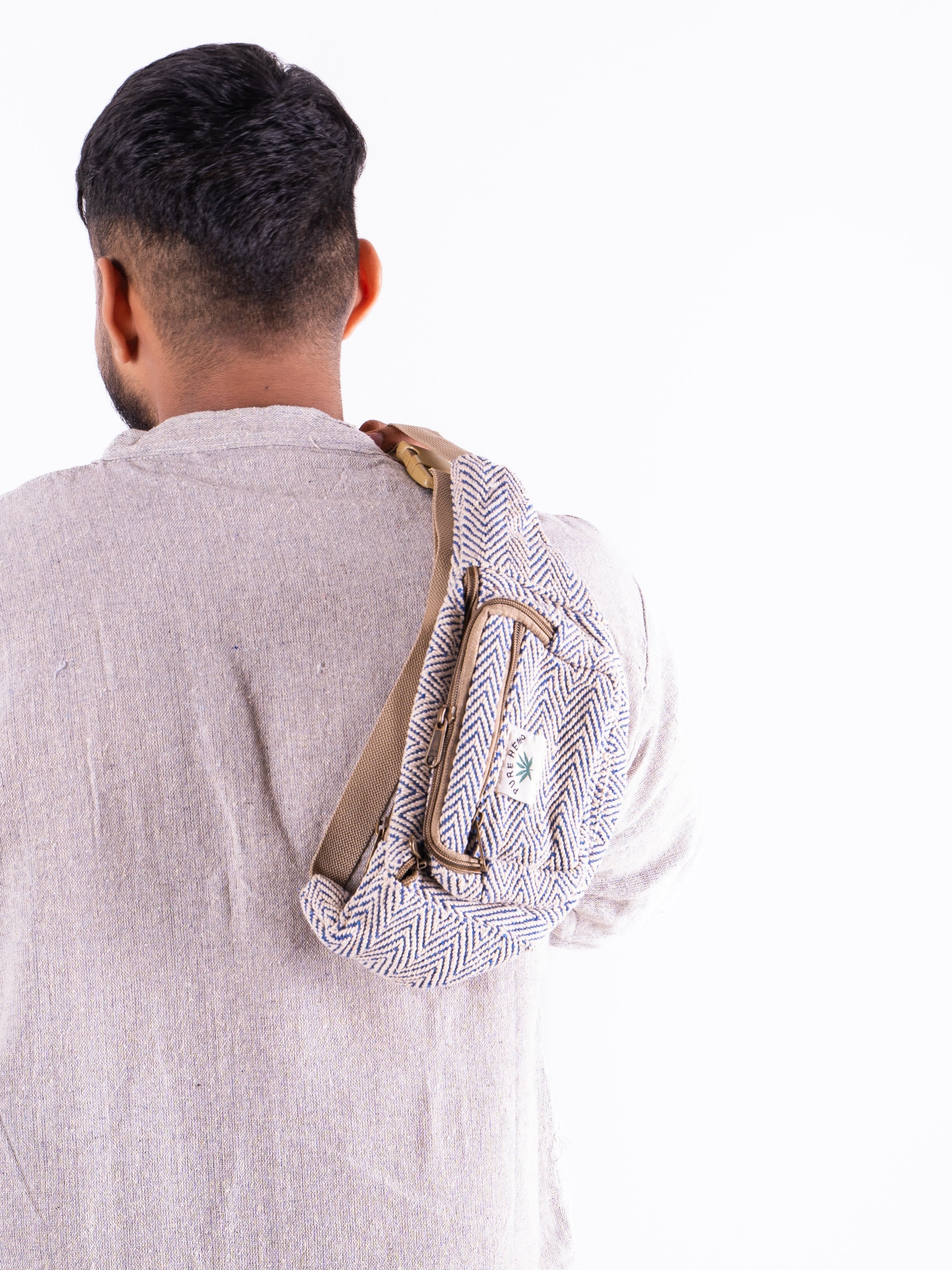Pastel Hemp Crossbody Bag with Striped Pattern