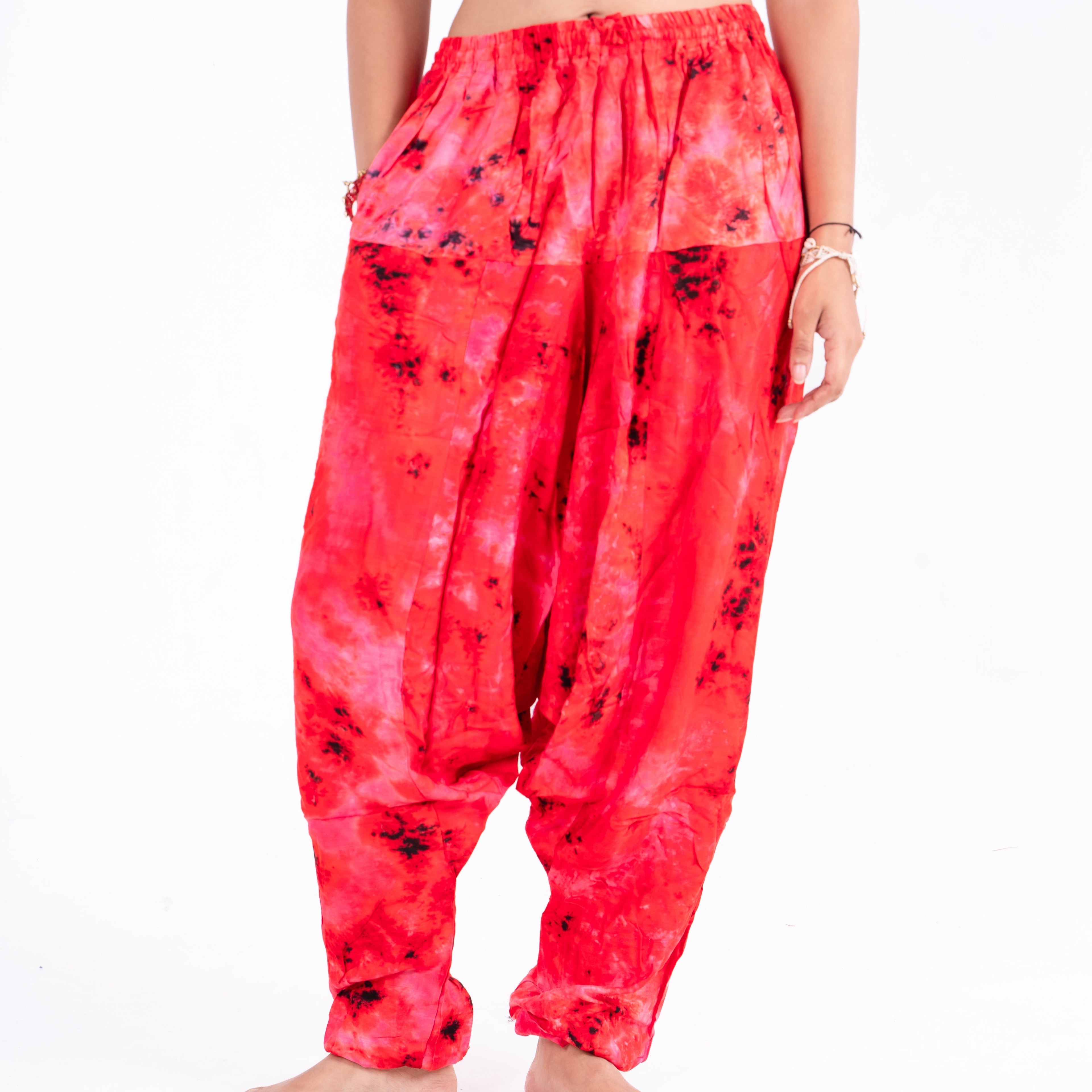 Fiery Tie-Dye Cotton Balloon Pants