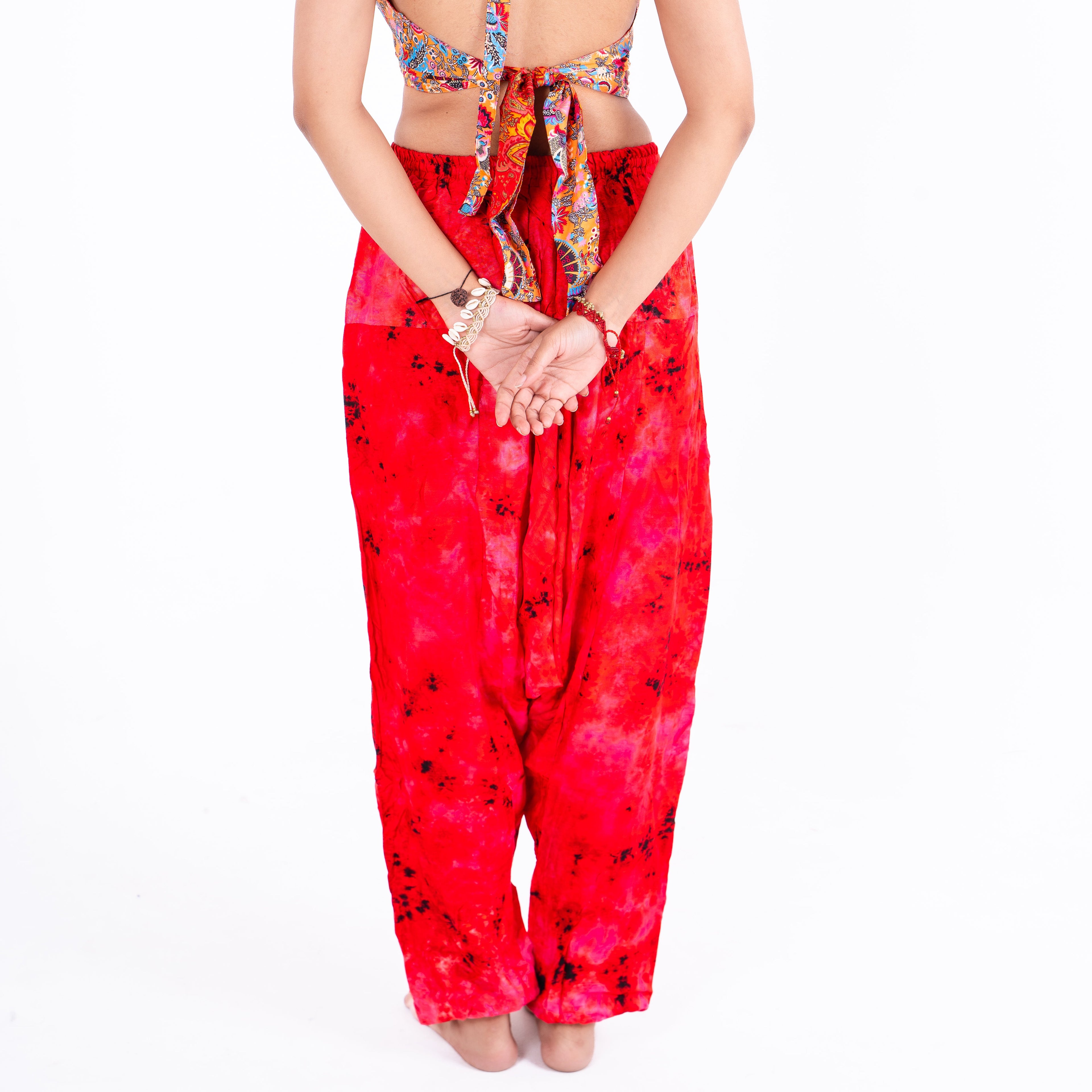 Fiery Tie-Dye Cotton Balloon Pants