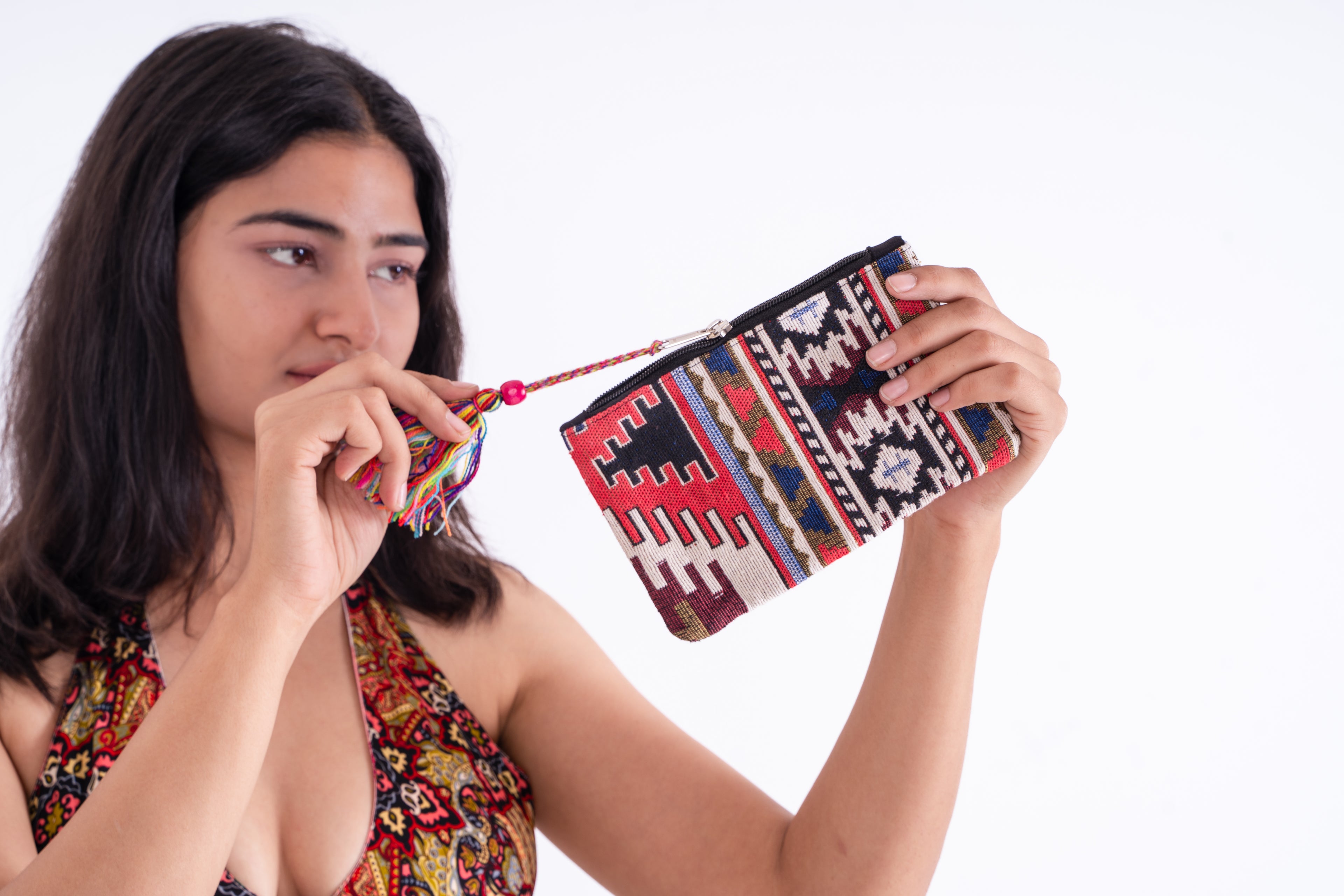 Handmade Hemp Pouches with Colorful Tassels – Assorted Patterns