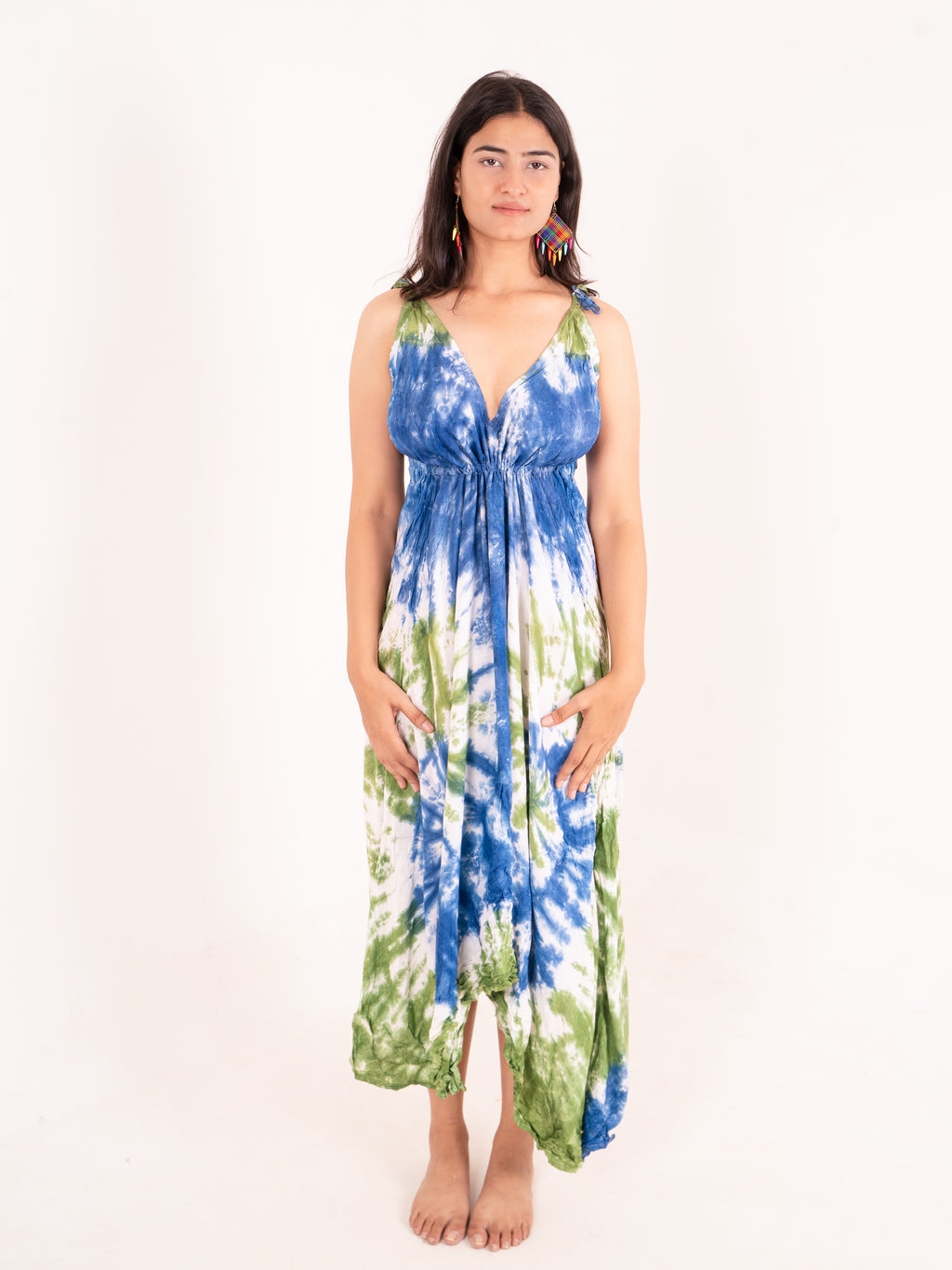 Tie Dye Beach Dress – Blue Green & Black White Variants