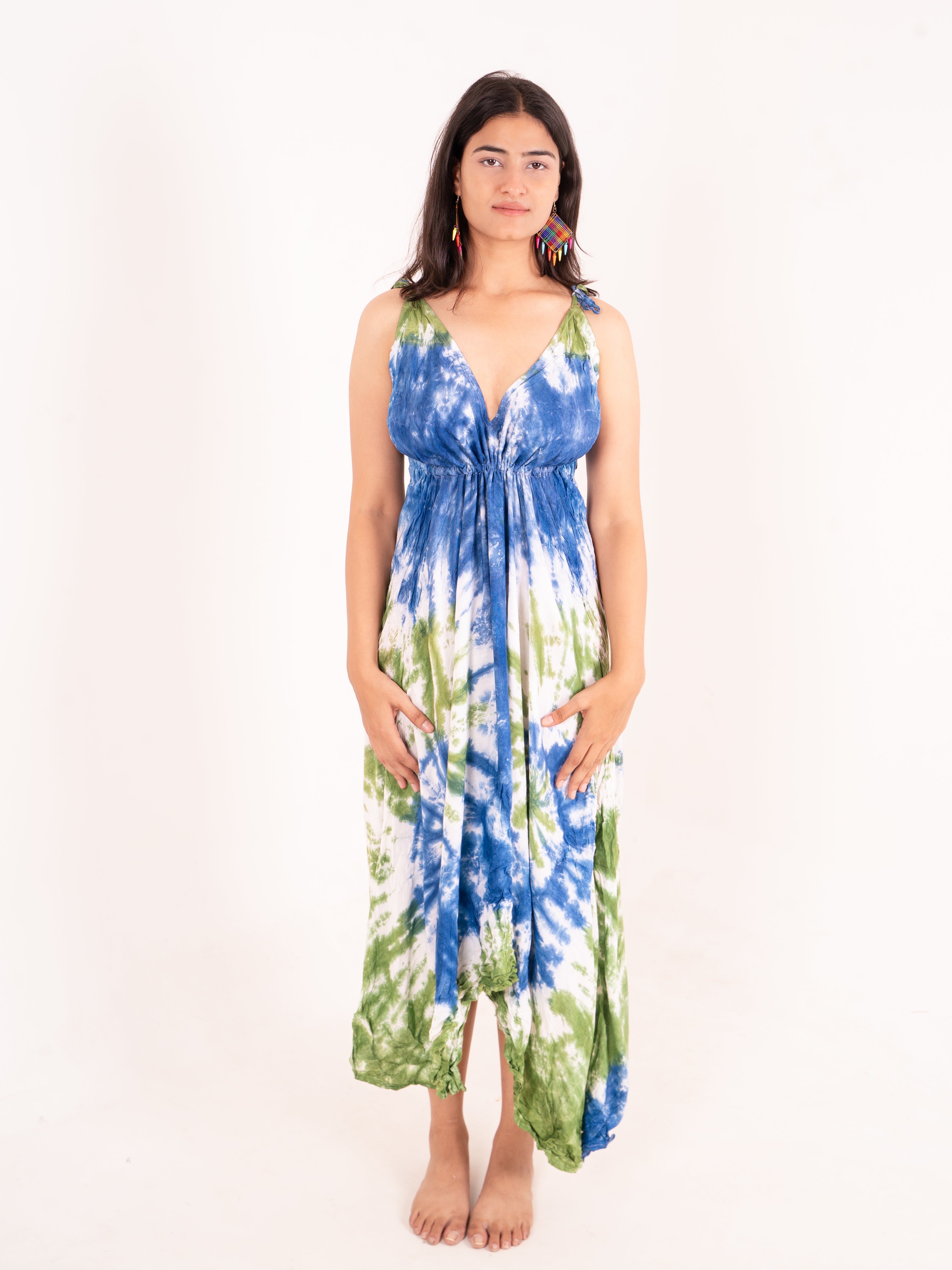 Tie Dye Beach Dress – Blue Green & Black White Variants