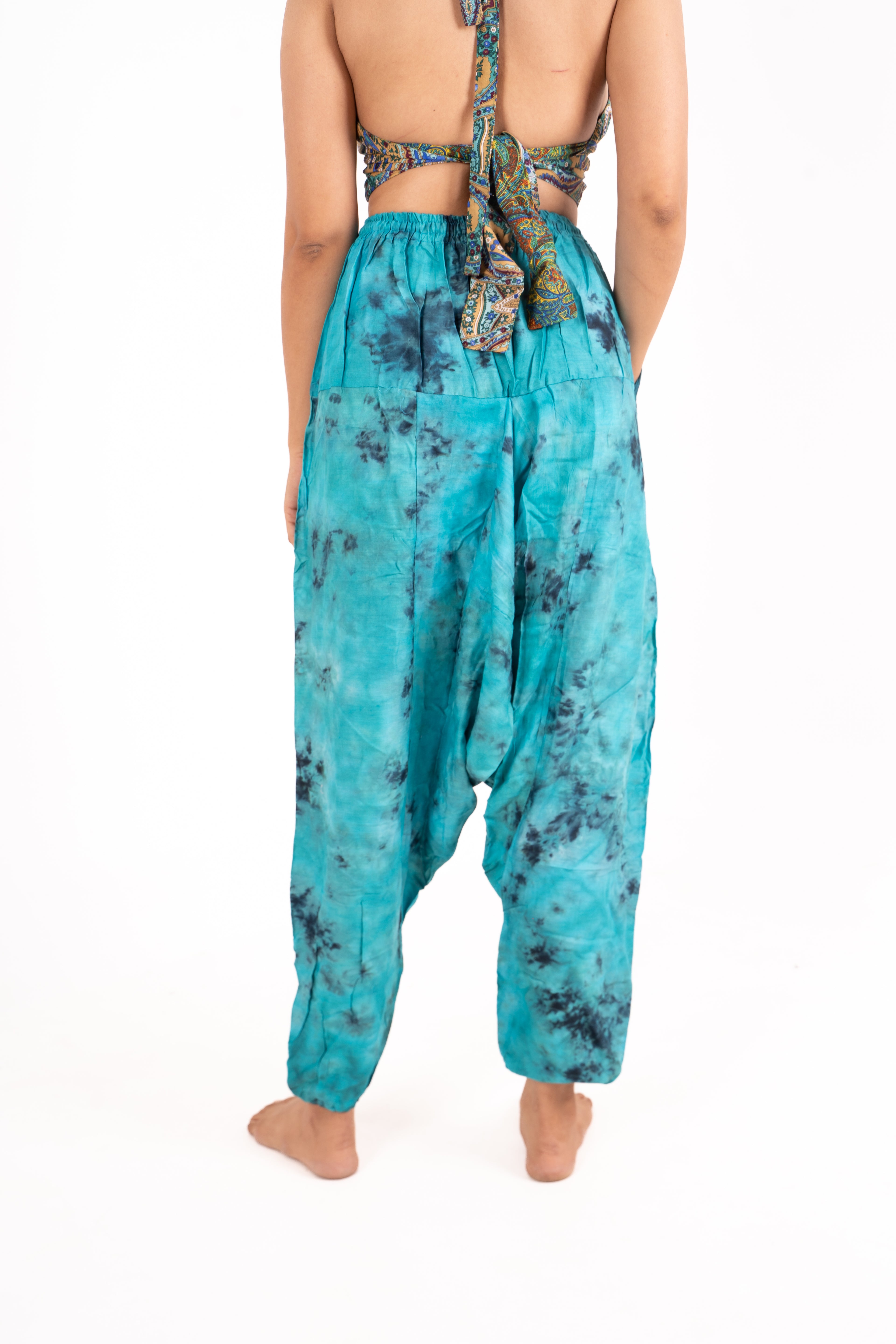Fiery Tie-Dye Cotton Balloon Pants