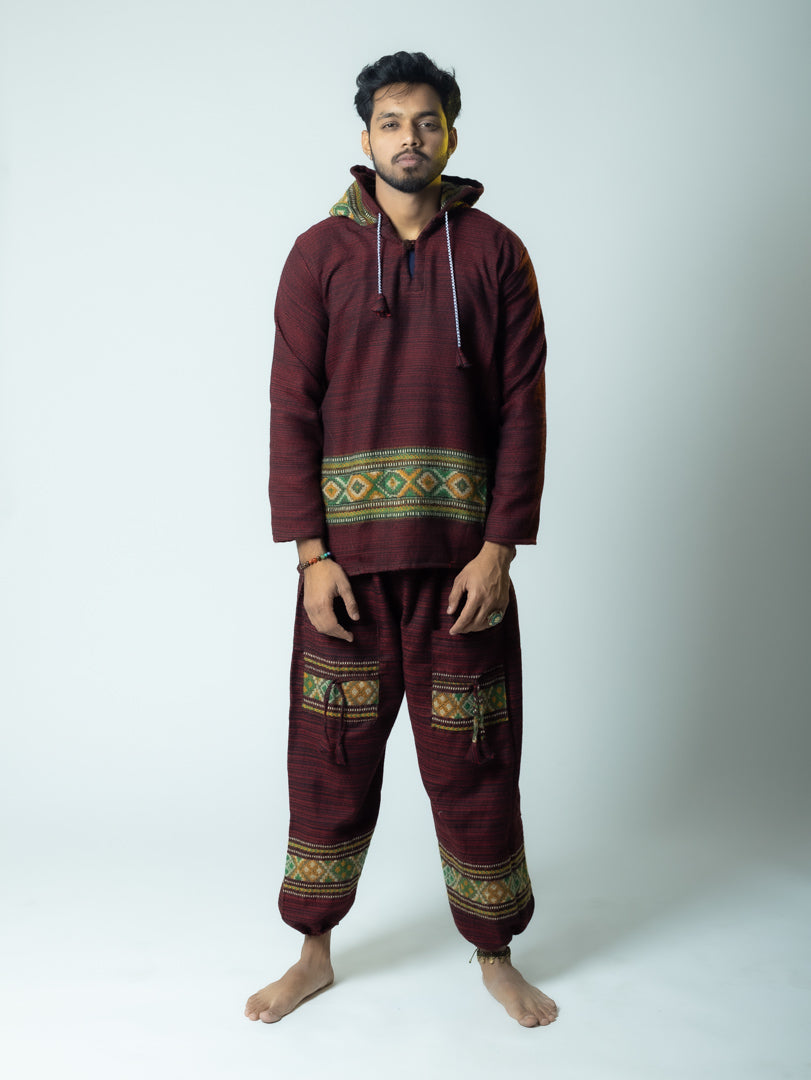 Mountain stitch- kullu Maroon Jacket Dress