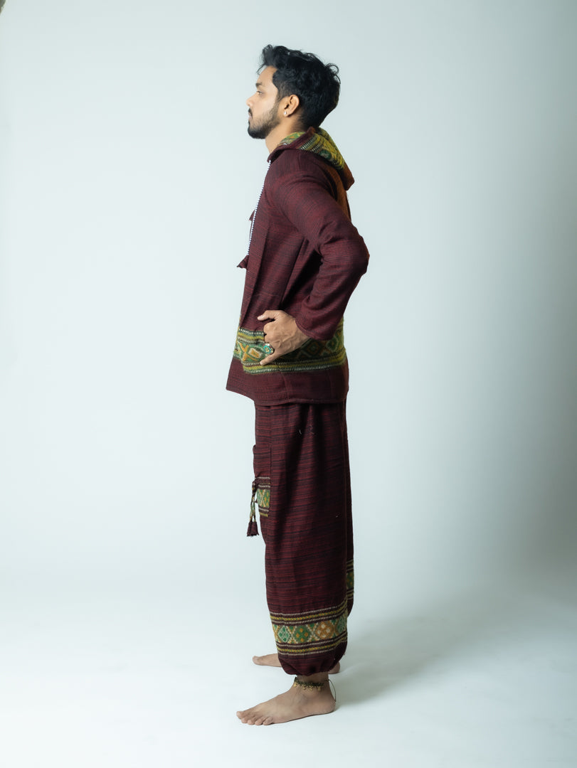Mountain stitch- kullu Maroon Jacket Dress
