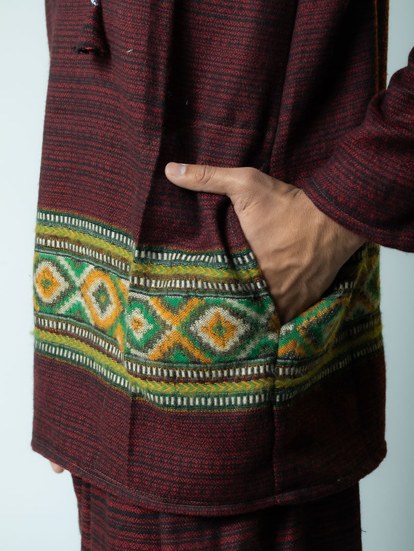 Mountain stitch- kullu Maroon Jacket Dress