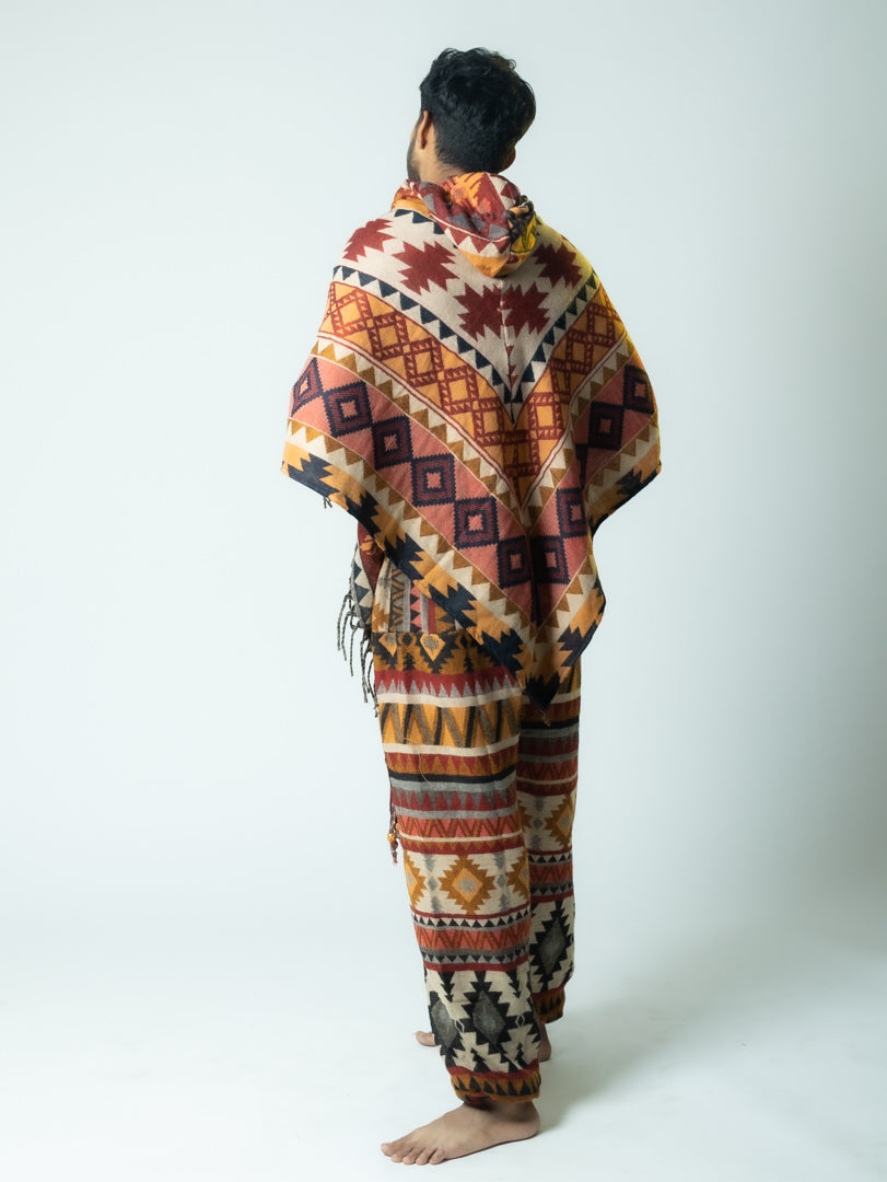 Boho Voyager- Ikat Poncho(yellow/orange)