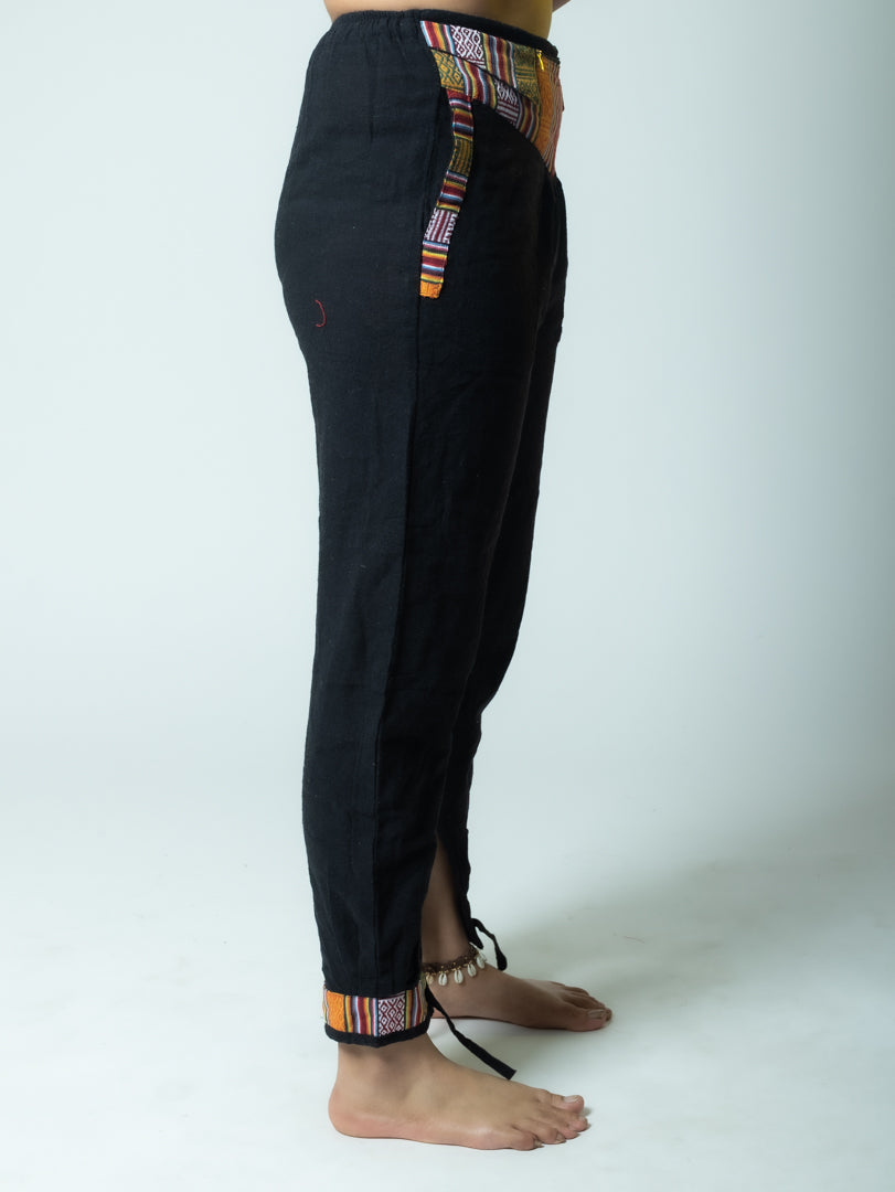 Boho Bhutani‑Trim Cotton Harem Pants